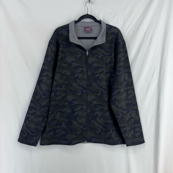 Johnston & Murphy Mens Green Camouflage Full Zip Reversible Jacket 2XL - Picture 1 of 10